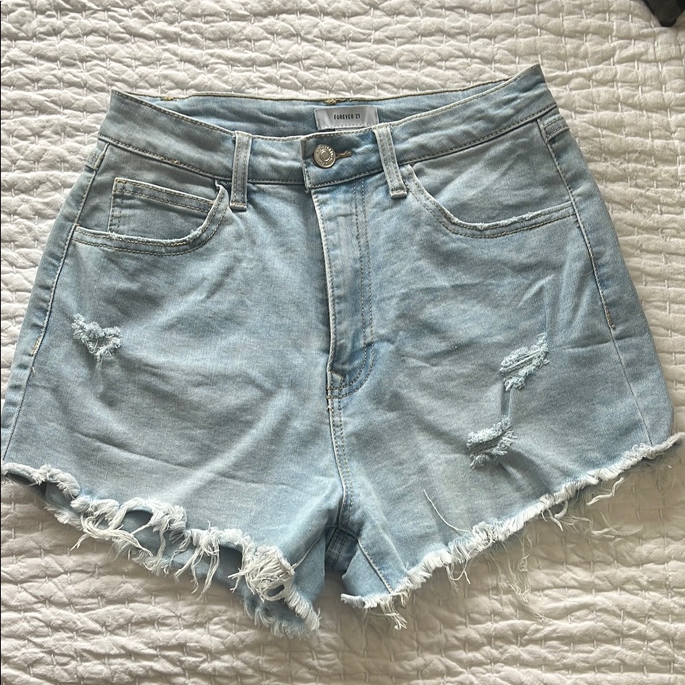 Casual High- Waisted Denim Shorts
